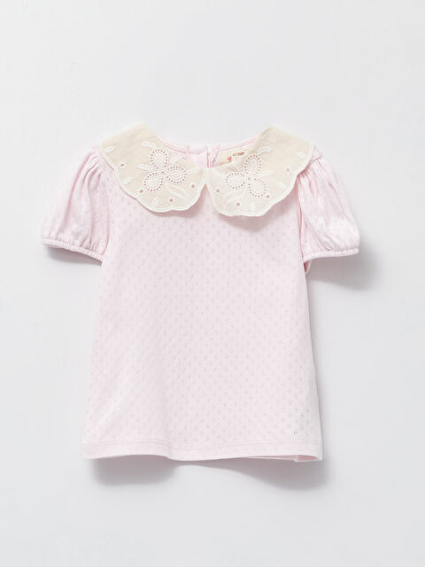 LCW baby Baby Collar Short Sleeve Cotton Baby Girl T-Shirt - S2EG77Z1-FSM