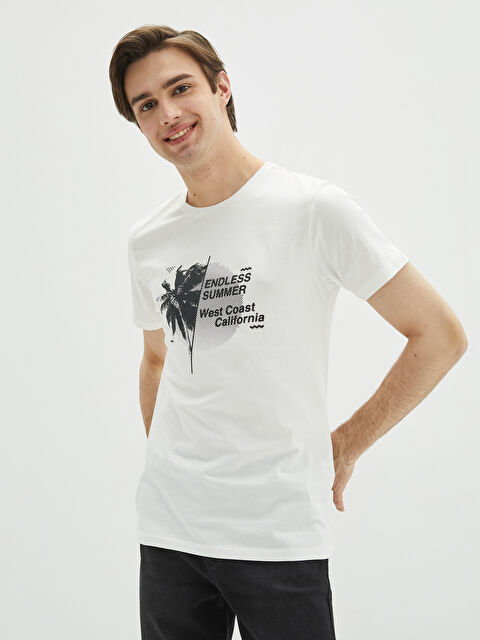 XSIDE Crew Neck Short Sleeve Printed Combed Cotton Men's T-shirt - S2EJ74Z8-EEW