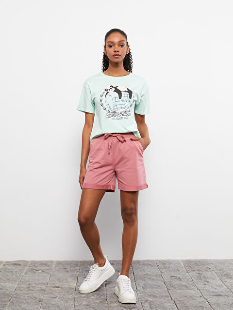 LCW Vision Kadın Beli Lastikli Bağlama Detaylı Düz Şort