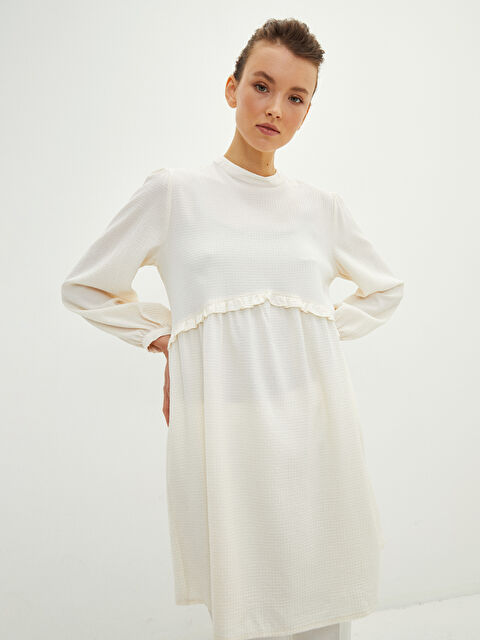 LCW Modest Grandad Collar Patterned Long Sleeve Women's Tunic - S2EL84Z8-R9J