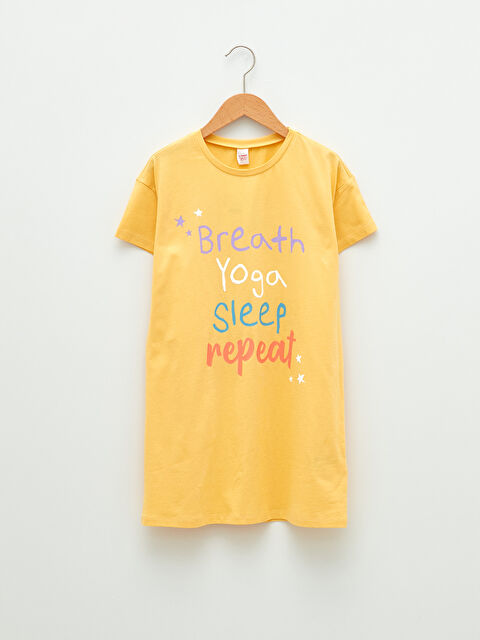 LCW Kids Crew Neck Short Sleeve Girl's Nightdress - S2EM00Z4-FYR