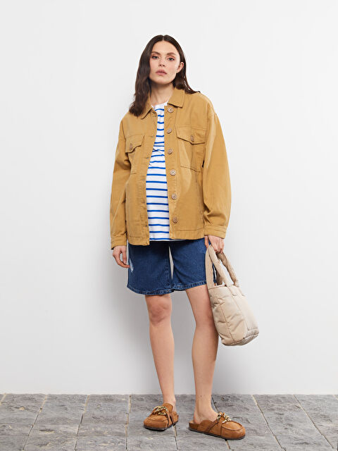 LCWAIKIKI Maternity Karın Panelli Mom Fit Düz Cep Detaylı Hamile Rodeo Jean Şort - S2EO33Z8-507