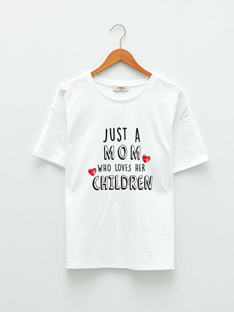 LCW Casual Crew Neck Printed Short Sleeve Cotton Women's T-Shirt Mother Daughter Combination - S2EP86Z8-R9K