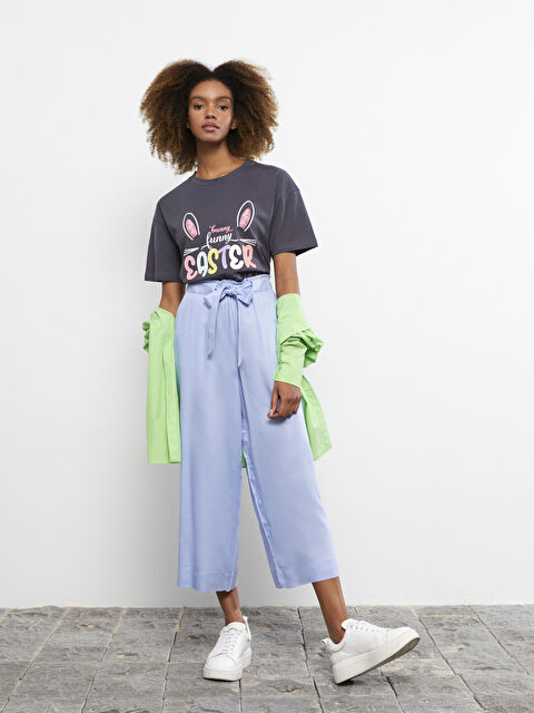 LCW Casual Crew Neck Printed Short Sleeve Cotton Women's T-Shirt Mother Daughter Combination - S2EP94Z8-HHY