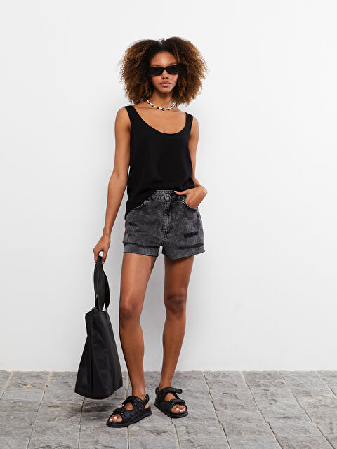 LCW Vision Kadın U Yaka Düz Kolsuz Viskon Bluz - S2EQ02Z8-E0N