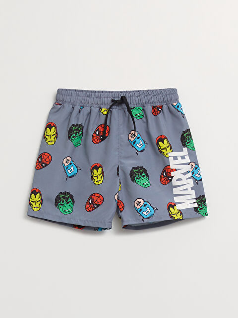LCW baby Beli Lastikli Comics Baskılı Erkek Bebek Deniz Şortu