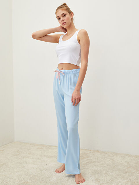 LCW DREAM Beli Lastikli Düz Viskon Kadın Pijama Alt