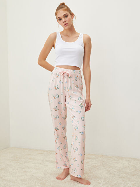 LCW DREAM Beli Lastikli Çiçekli Viskon Kadın Pijama Alt