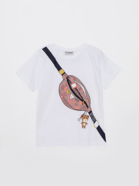 LCW Kids Crew Neck Printed Short Sleeve Cotton Girl T-shirt - S2ET31Z4-R9K