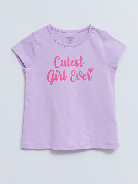 LCW baby Crew Neck Short Sleeve Printed Baby Girls' T-Shirt - S2EV86Z1-G3W