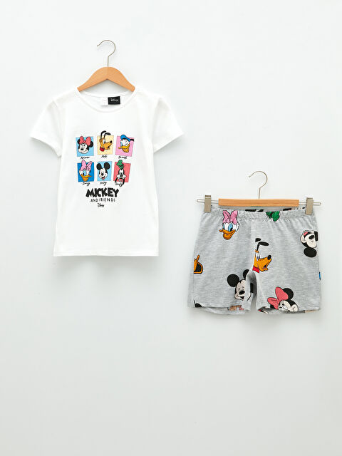 LCW Kids Crew Neck Disney Printed Short Sleeve Girls Pajamas Set - S2EY09Z4-E5X