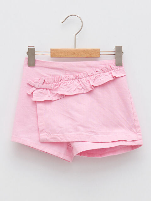 LCW baby Beli Lastikli Basic Pamuklu Kız Bebek Şort Etek