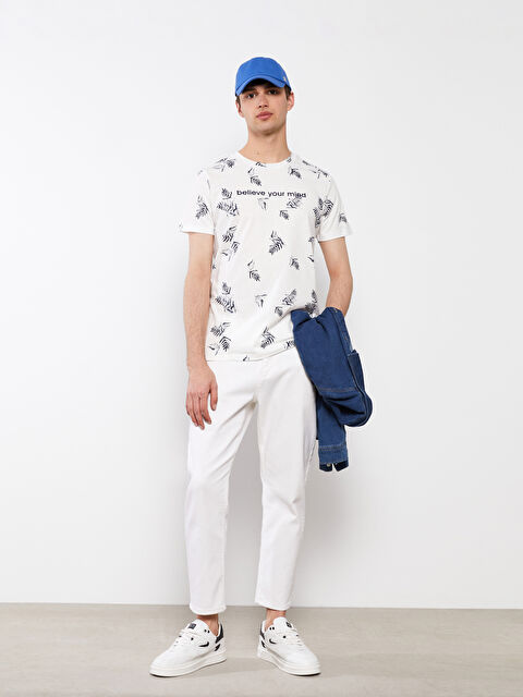 XSIDE تيشيرت للرجال برقبة دائرية وأكمام قصيرة مصنوع من قطن ممشط ومطبوع - S2FA63Z8-Q6K