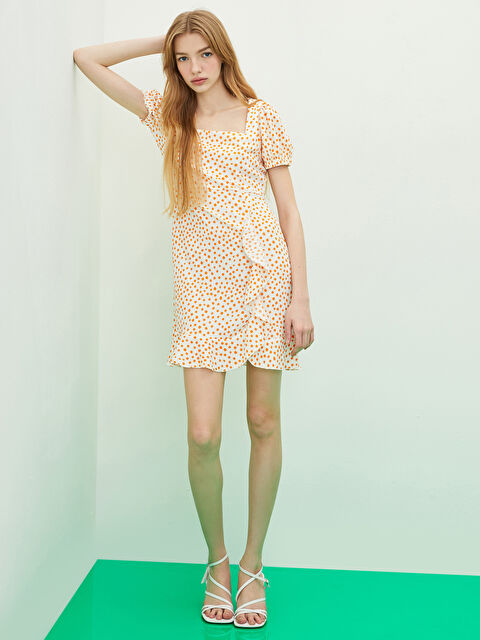 LCW Limited Square Collar Polka Dot Short Sleeve Women's Dress - S2FA80Z8-LRA