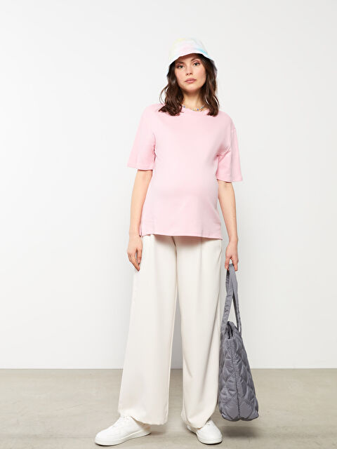 LCWAIKIKI Maternity Crew Neck Regular Short Sleeve Cotton Maternity T-shirt - S2FA82Z8-GAT