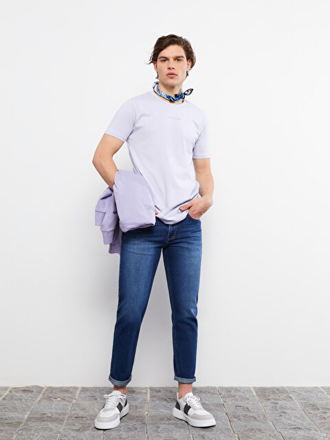 XSIDE T-shirt pour hommes en coton peigné imprimé à manches courtes et col rond - S2FA94Z8-RPK