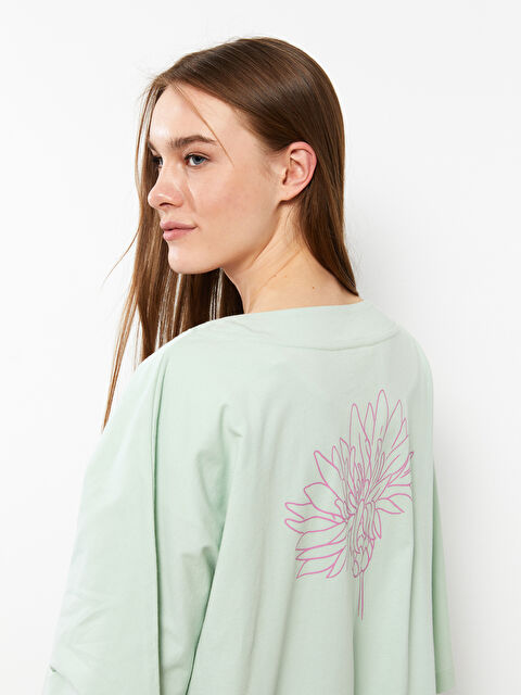 LCW GREEN Şal Yaka Baskılı Pamuklu Kadın Sabahlık