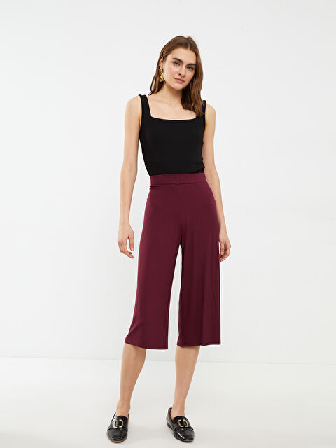 LCWAIKIKI Basic Kadın Beli Lastikli Düz Kapri