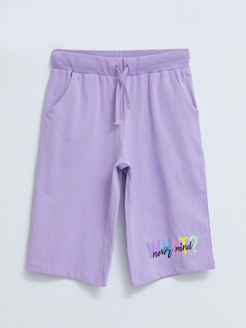 LCW Kids Elasticated Waist Printed Girls' Shorts - S2FC61Z4-FKW