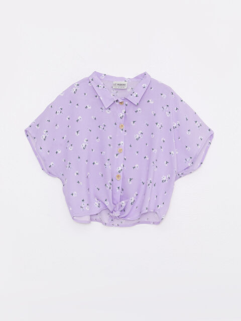 LCW Kids Patterned Short Sleeve Viscose Girl Shirt - S2FD98Z4-LSC