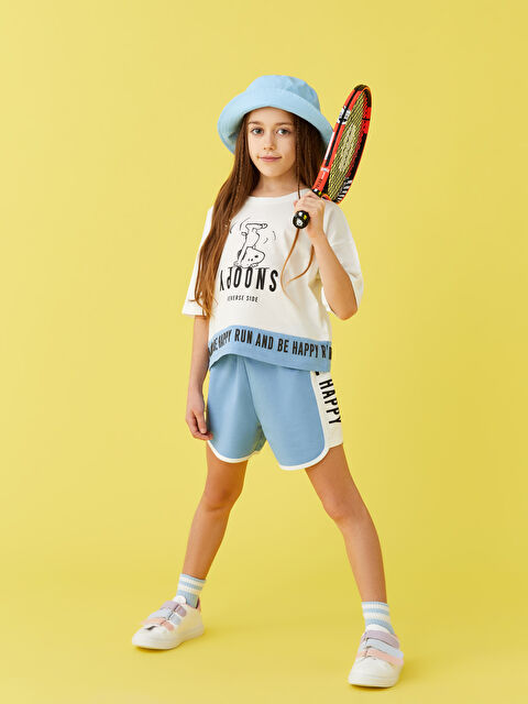 LCW Kids Elasticated Waist Printed Girls' Shorts - S2FE13Z4-QZD