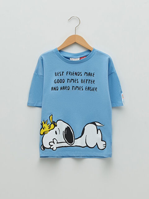 LCW Kids Crew Neck Snoopy Printed Short Sleeve Girls' T-Shirt - S2FE17Z4-QZD