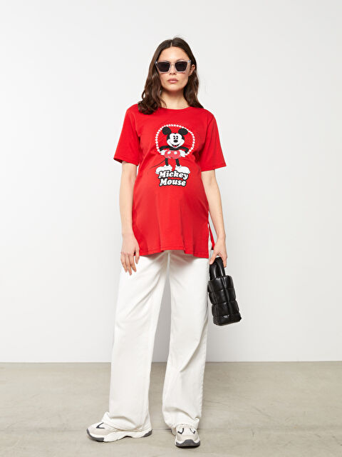 LCWAIKIKI Maternity تي شيرت حمل ياقة دائرية مطبوع ميكي ماوس كم قصير قطن - S2FH39Z8-HC3