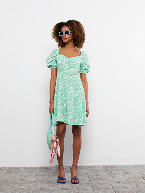 LCW Limited Sweetheart Neck Polka Dot Short Sleeve Women's Dress - S2FI68Z8-LRR