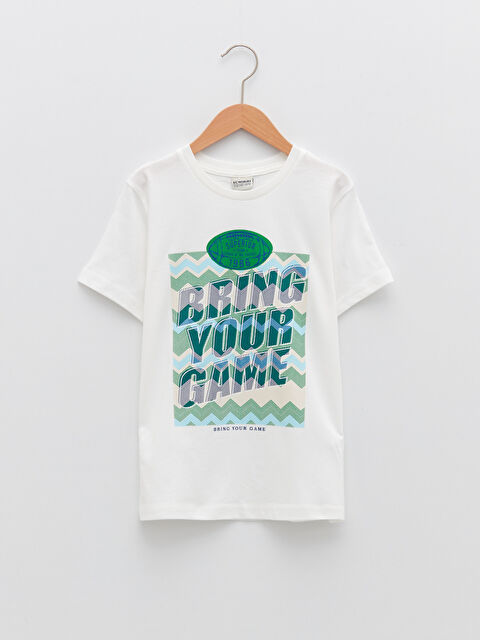 LCW ECO Crew Neck Printed Short Sleeve Cotton Boy T-shirt - S2FK97Z4-EEW