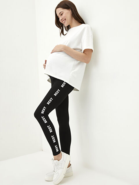 LCWAIKIKI Maternity Karın Panelli Yazı Baskılı Hamile Tayt