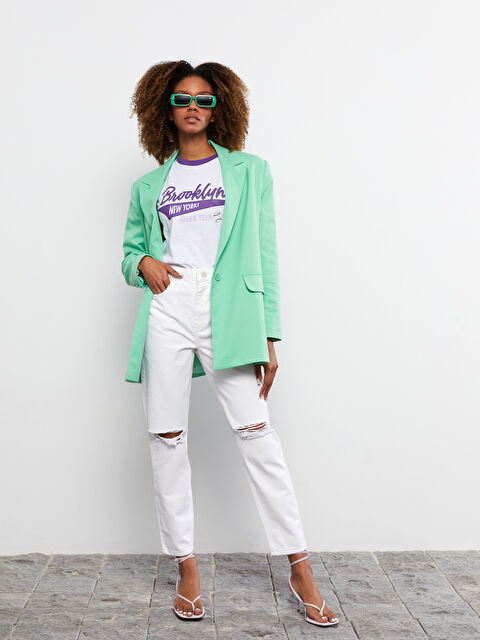 LCW Jeans High Waist Mom Fit Straight Ripped Detailed Women's Rodeo Jeans - S2FM87Z8-844