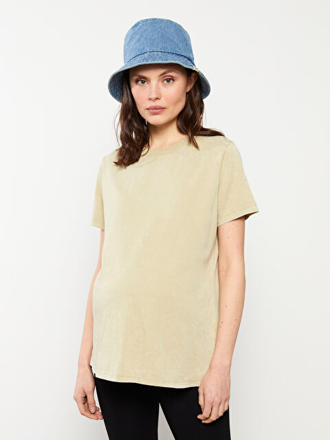 LCWAIKIKI Maternity Crew Neck Regular Short Sleeve Cotton Maternity T-shirt - S2FN30Z8-GLT