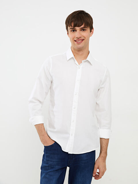 XSIDE Slim Fit Uzun Kollu Gabardin Erkek Gömlek