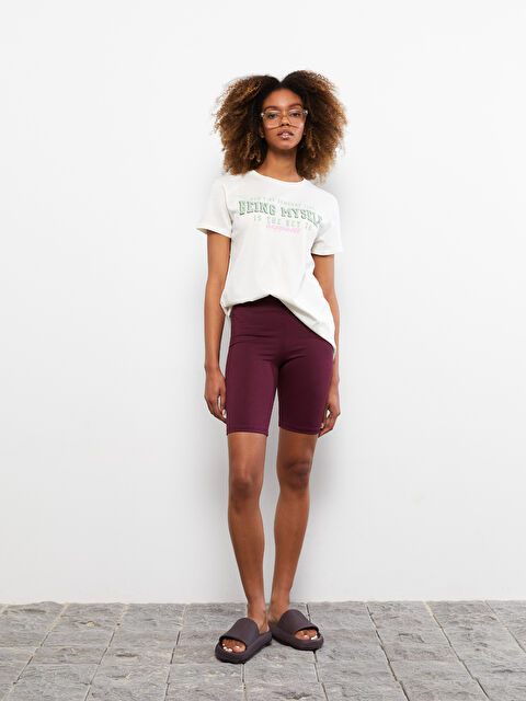 LCW Vision Kadın Beli Lastikli Düz Biker Şort Tayt