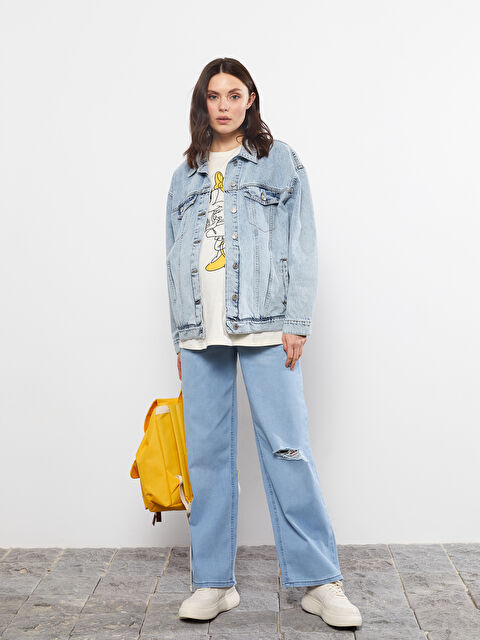 LCWAIKIKI Maternity Karın Panelli Wideleg Cep Detaylı Hamile Rodeo Jean Pantolon