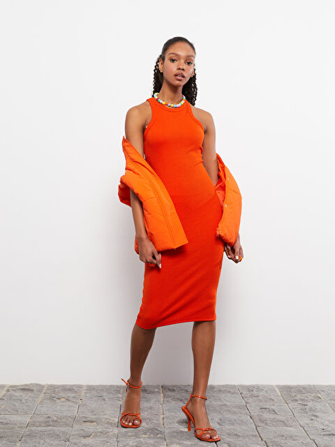 LCW Vision Crew Neck Women's Bodycon Dress - S2FP80Z8-GRM