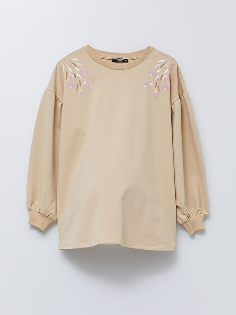 LCWAIKIKI Maternity Crew Neck Embroidered Long Sleeve Maternity Sweatshirt - S2FQ20Z8-G1Y