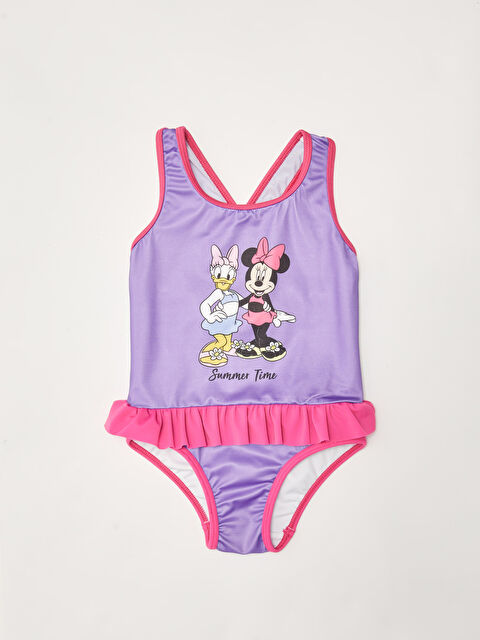 LCW baby Crew Neck Printed Baby Girls' Swimsuit - S2FR74Z1-PZJ