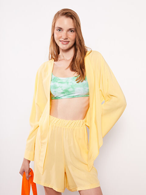 LCW DREAM V Yaka Düz Uzun Kollu Viskon Kadın Yüzme Giyim Üst - S2FT97Z8-FQM