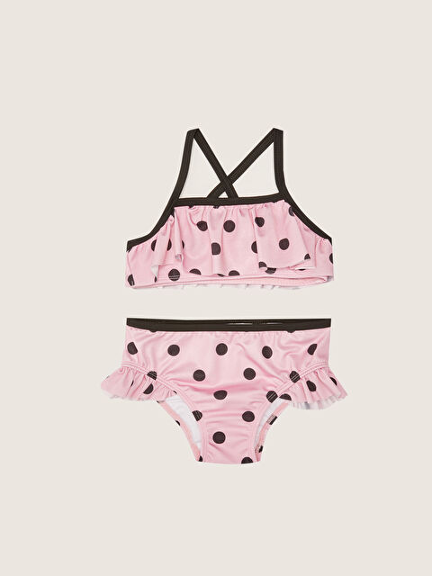 LCW baby Esnek Kumaştan Kız Bebek Bikini Takımı