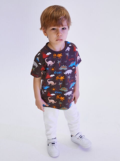 LCW baby Bisiklet Yaka Kısa Kollu Baskılı Erkek Bebek Tişört - S2G050Z1-LRZ