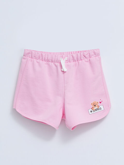 LCW Kids Elastic Waist Teddy Bear Printed Girls' Shorts - S2G078Z4-G7H