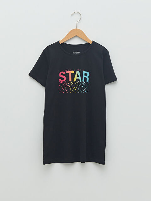 LCW Kids Crew Neck Printed Short Sleeve Girls' T-Shirt - S2G151Z4-CVL