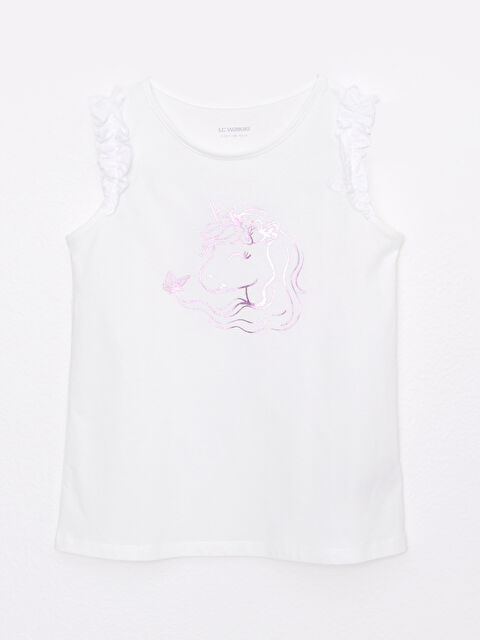 LCW Kids Crew Neck Printed Cotton Girls' Blouse - S2G394Z4-FDH