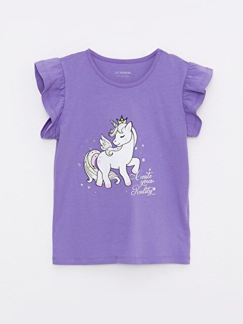 LCW Kids Blouse Fille à Manches Courtes Imprimée à Col Rond - S2G399Z4-GX3