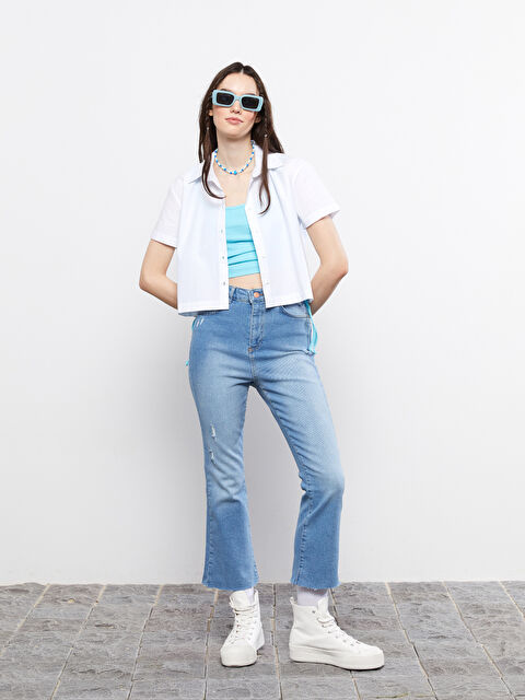 XSIDE Front Button Closure Short Sleeve Women's Shirt - S2G462Z8-KE8