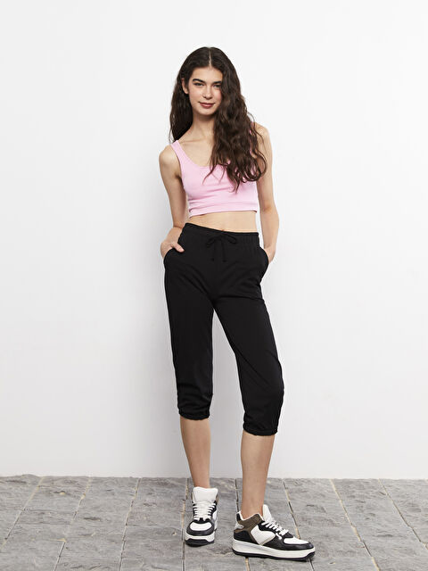 LCW Vision بنطلون كابري رياضي للسيدات بخصر مرن وجيوب مسطحة بتفاصيل - S2G594Z8-RQN