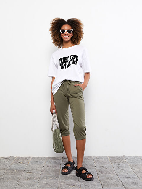 LCW Vision Women's Jogger Capri with Elastic Waist Flat Pocket Detailed - S2G594Z8-K7L