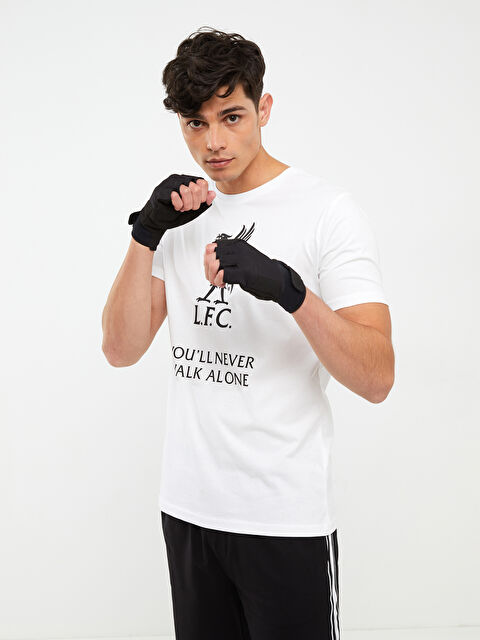 XSIDE ACTIVE تيشيرت رياضي مطبوع ليفربول كم قصير برقبة دائرية للرجال - S2G925Z8-E5X