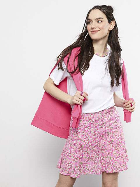 XSIDE Beli Lastikli Çiçekli Viskon Kadın Şort Etek